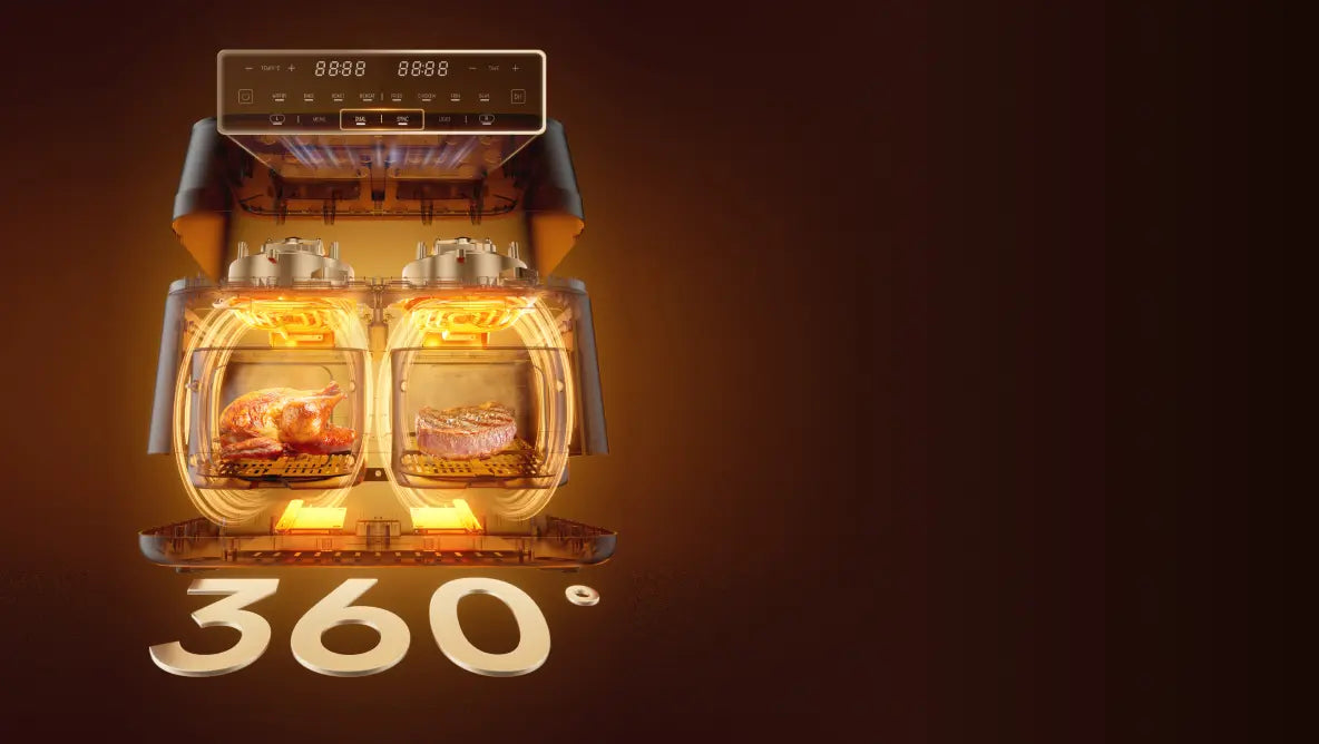 360° Kaksilähteinen syklonilämpö™ nopeaan rapeutukseen ilman kääntämistä